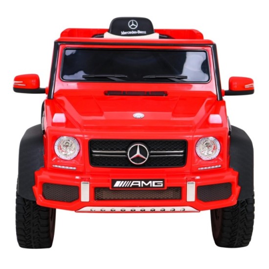 JOKO Elektrické autíčko Mercedes G63 4x4, penové kolesá, kožené sedadlo, červené