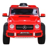 JOKO Elektrické autíčko Mercedes G63 4x4, penové kolesá, kožené sedadlo, červené