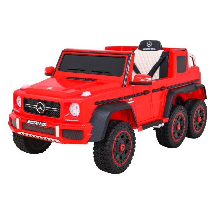 JOKO Elektrické autíčko Mercedes G63 4x4, penové kolesá, kožené sedadlo, červené