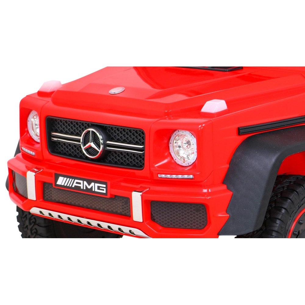 JOKO Elektrické autíčko Mercedes G63 4x4, penové kolesá, kožené sedadlo, červené