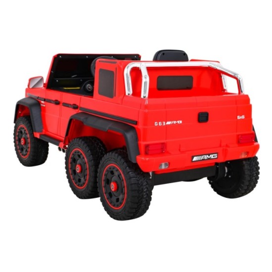 JOKO Elektrické autíčko Mercedes G63 4x4, penové kolesá, kožené sedadlo, červené