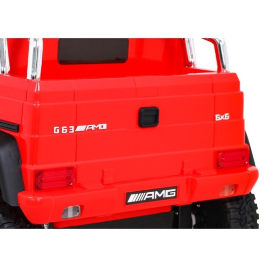 JOKO Elektrické autíčko Mercedes G63 4x4, penové kolesá, kožené sedadlo, červené