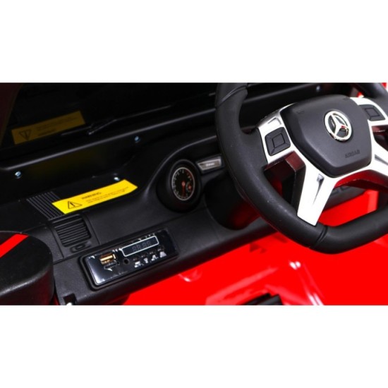 JOKO Elektrické autíčko Mercedes G63 4x4, penové kolesá, kožené sedadlo, červené