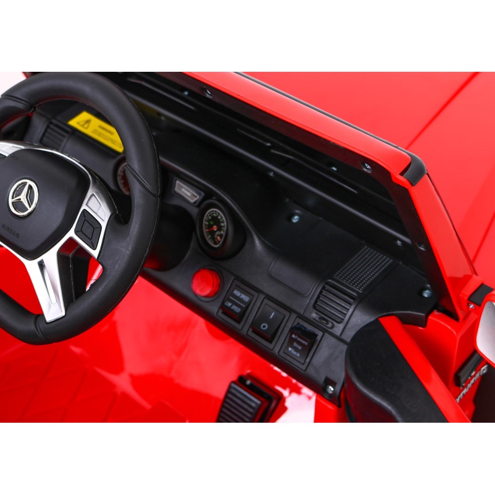 JOKO Elektrické autíčko Mercedes G63 4x4, penové kolesá, kožené sedadlo, červené