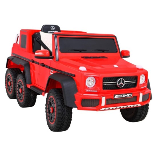 JOKO Elektrické autíčko Mercedes G63 4x4, penové kolesá, kožené sedadlo, červené