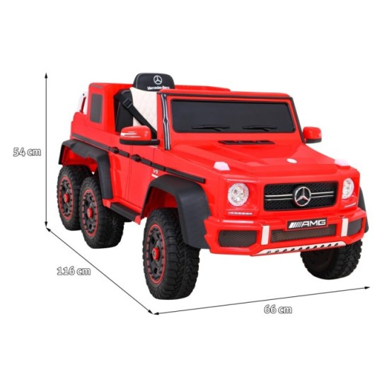 JOKO Elektrické autíčko Mercedes G63 4x4, penové kolesá, kožené sedadlo, červené