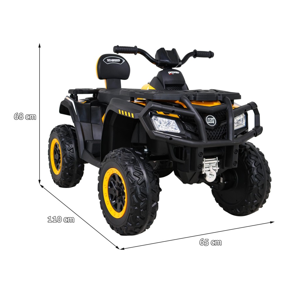 JOKO Elektrická Štvorkolka XT-Speed 4x4 - 4x80W, Penové kolesá, Rádio, Kožené sedadlo, Nosnosť 59kg, žltá