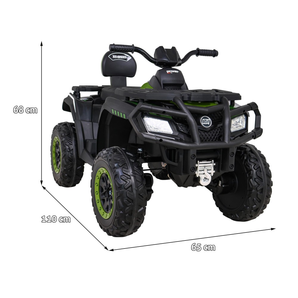 JOKO Elektrická Štvorkolka XT-Speed 4x4 - 4x80W, Penové kolesá, Rádio, Kožené sedadlo, Nosnosť 59kg, zelená