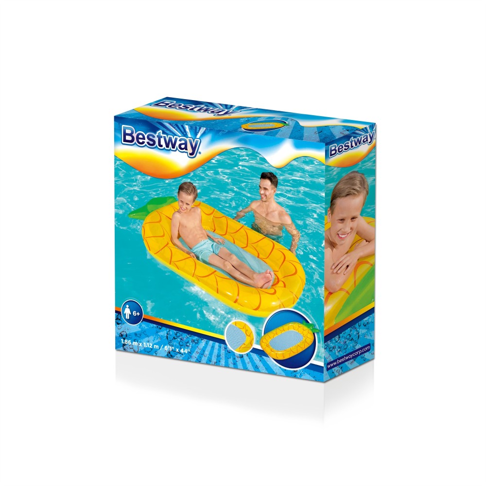 Bestway 43644 Nafukovací Matrac so Sieťovaným Dnom Ananás 186x112cm, žltý