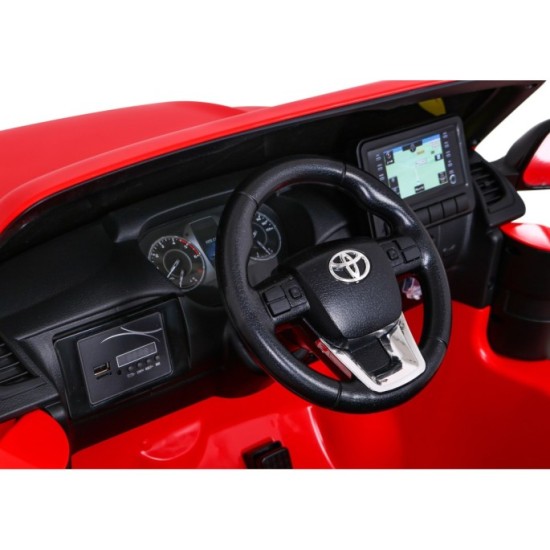 JOKO Elektrické autíčko TOYOTA Hillux 4x4, kožené sedadlo, penové kolesá, FM rádio, červené