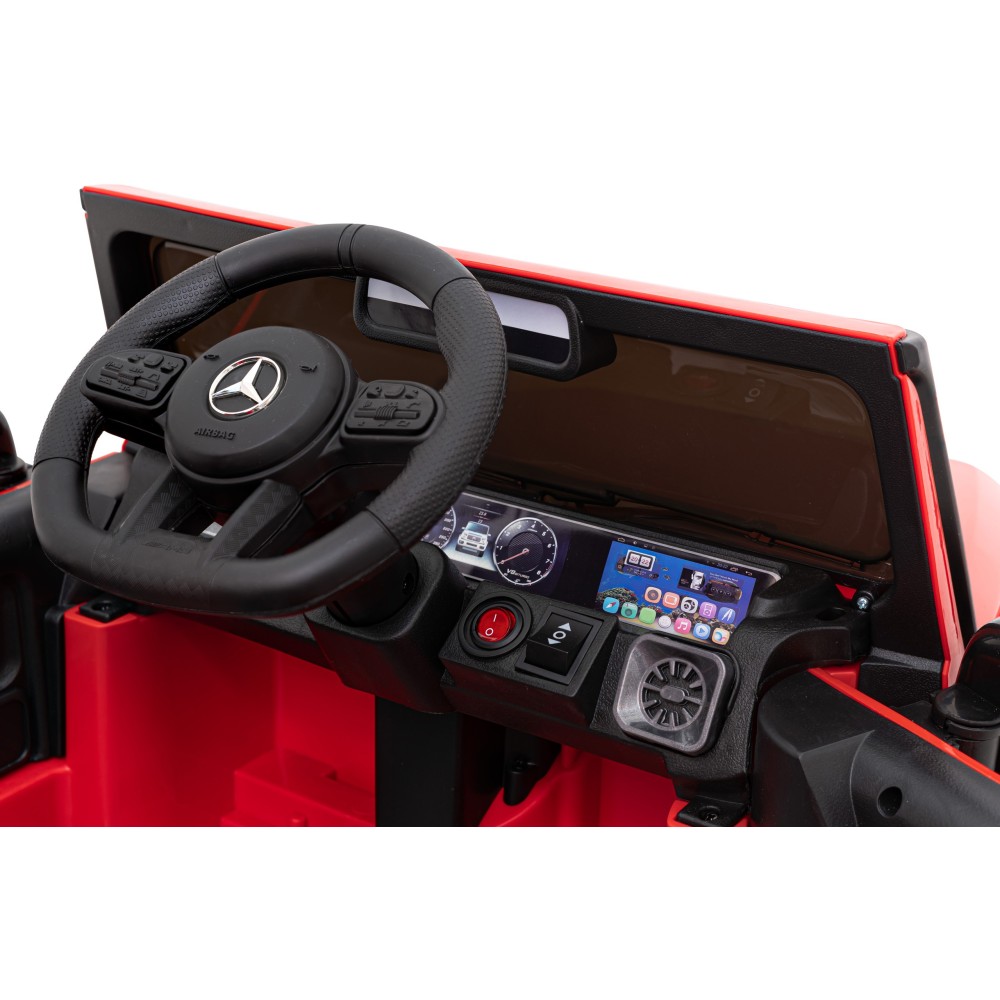 JOKO Elektrické autíčko Mercedes-Benz G63 AMG, penové kolesá, kožené sedadlo, červené