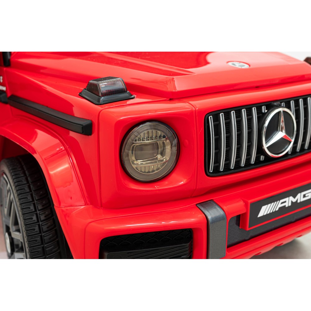 JOKO Elektrické autíčko Mercedes-Benz G63 AMG, penové kolesá, kožené sedadlo, červené