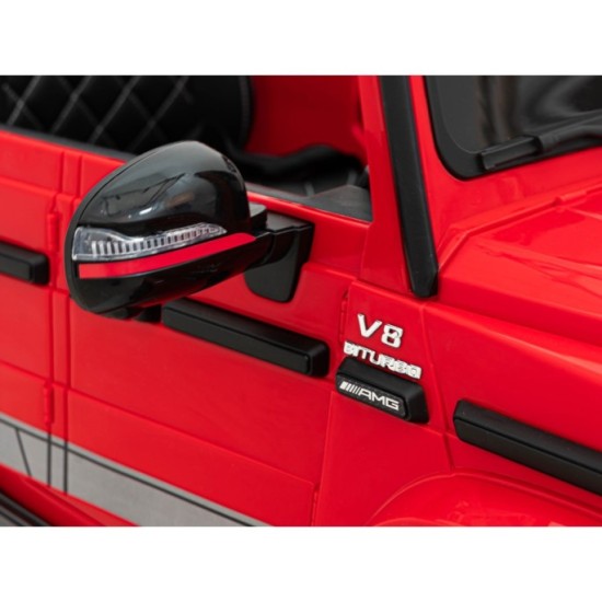 JOKO Elektrické autíčko Mercedes-Benz G63 AMG, penové kolesá, kožené sedadlo, červené