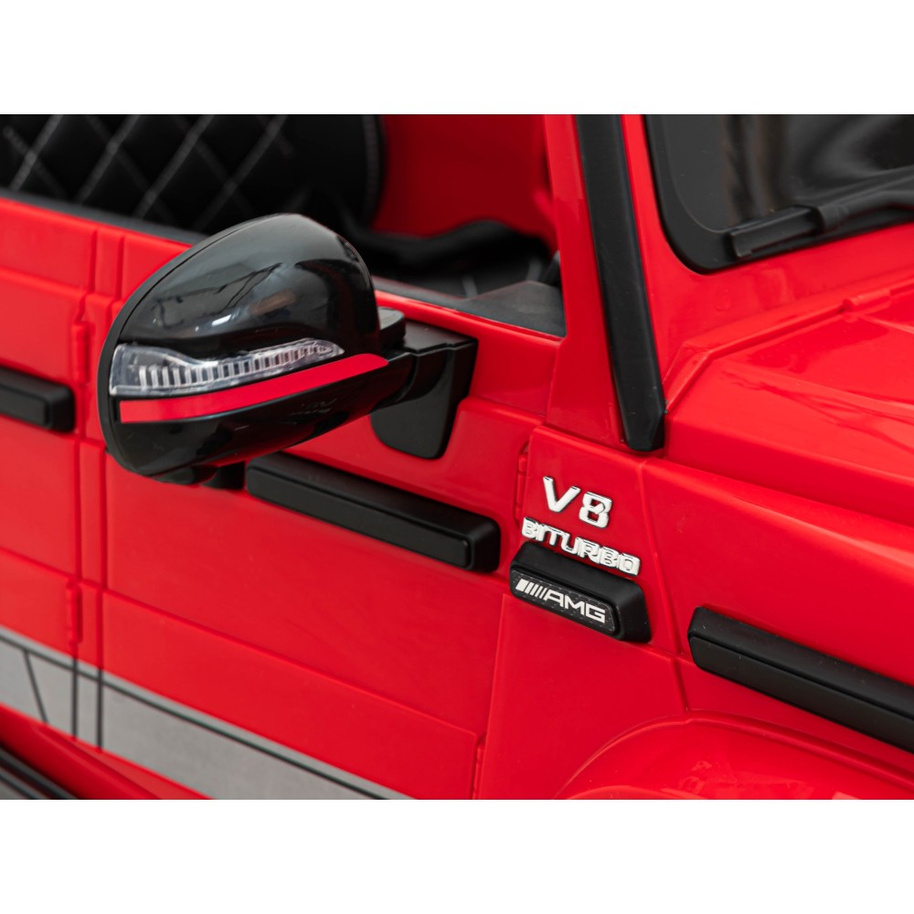 JOKO Elektrické autíčko Mercedes-Benz G63 AMG, penové kolesá, kožené sedadlo, červené