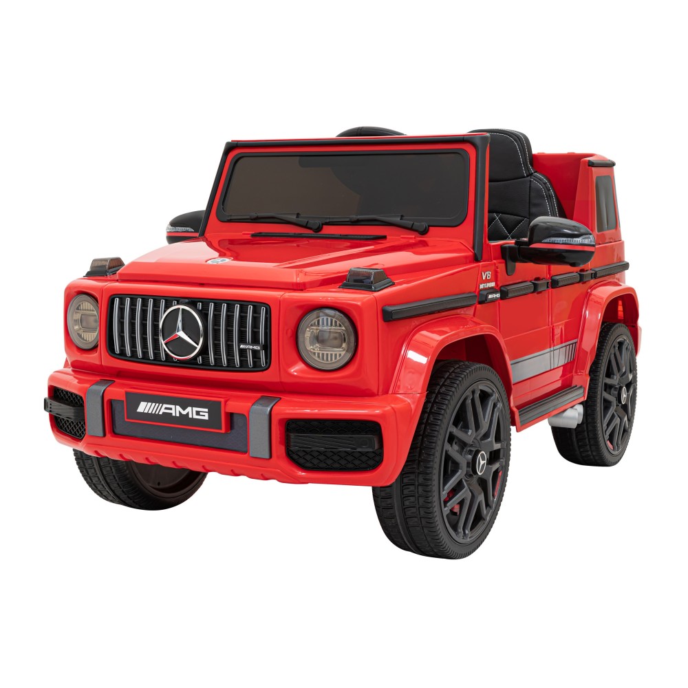 JOKO Elektrické autíčko Mercedes-Benz G63 AMG, penové kolesá, kožené sedadlo, červené