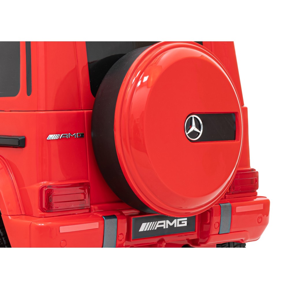 JOKO Elektrické autíčko Mercedes-Benz G63 AMG, penové kolesá, kožené sedadlo, červené
