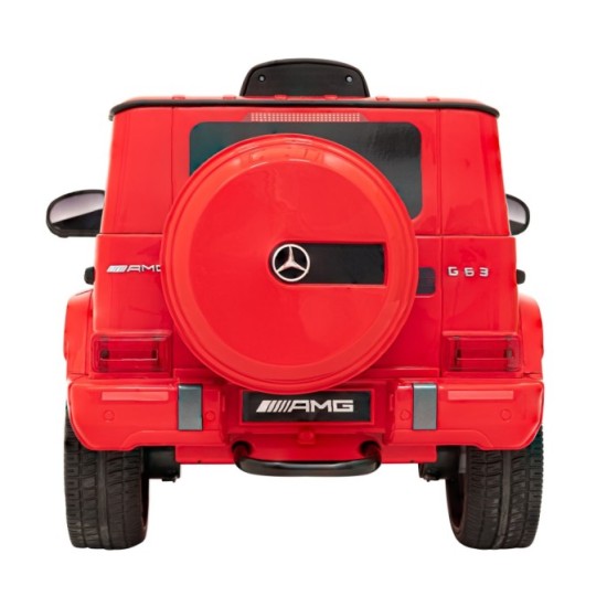 JOKO Elektrické autíčko Mercedes-Benz G63 AMG, penové kolesá, kožené sedadlo, červené