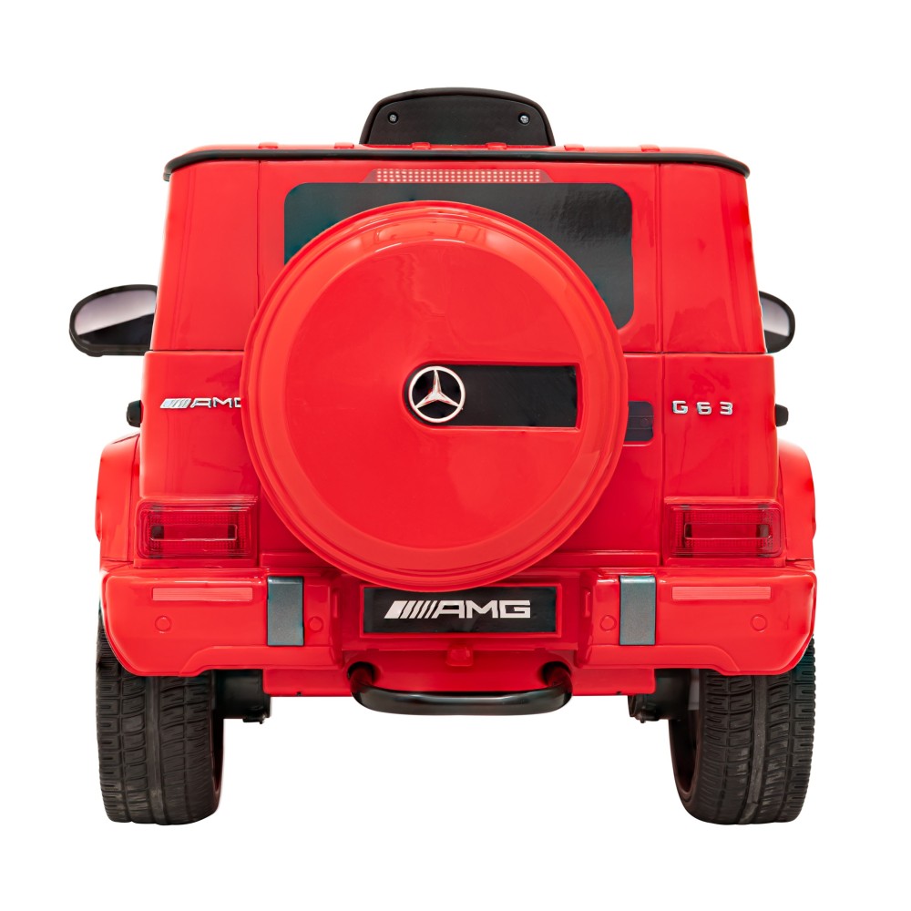 JOKO Elektrické autíčko Mercedes-Benz G63 AMG, penové kolesá, kožené sedadlo, červené