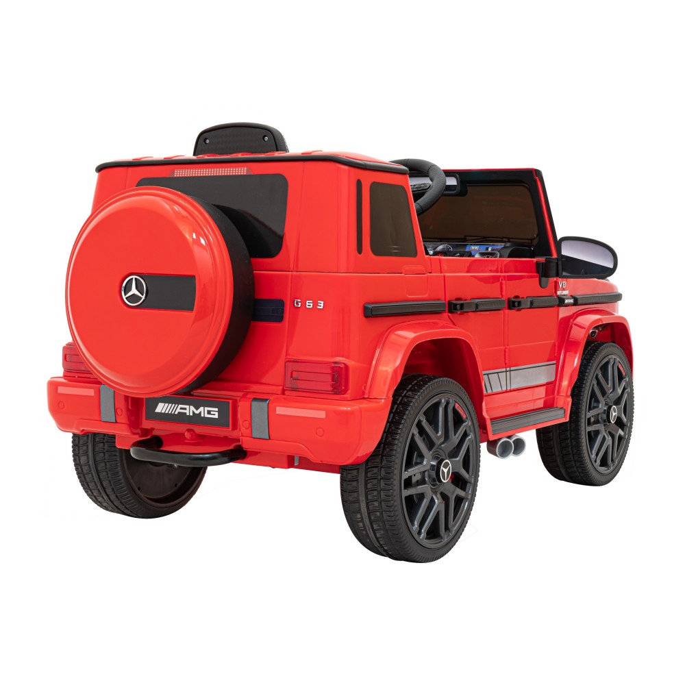 JOKO Elektrické autíčko Mercedes-Benz G63 AMG, penové kolesá, kožené sedadlo, červené