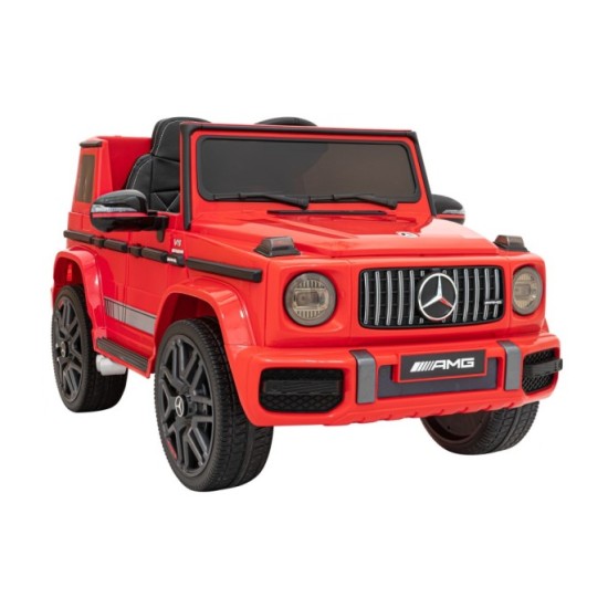JOKO Elektrické autíčko Mercedes-Benz G63 AMG, penové kolesá, kožené sedadlo, červené
