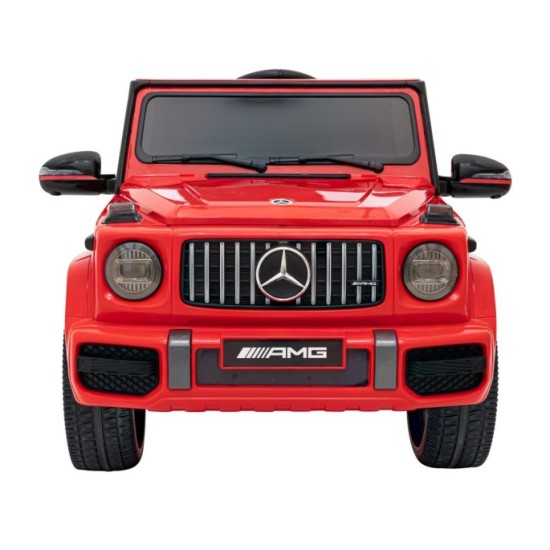 JOKO Elektrické autíčko Mercedes-Benz G63 AMG, penové kolesá, kožené sedadlo, červené