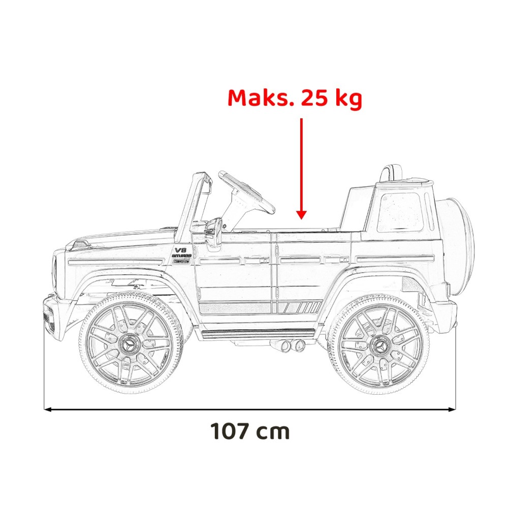 JOKO Elektrické autíčko Mercedes-Benz G63 AMG, penové kolesá, kožené sedadlo, červené