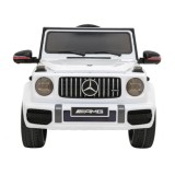 JOKO Elektrické autíčko Mercedes-Benz G63 AMG, penové kolesá, kožené sedadlo, biele