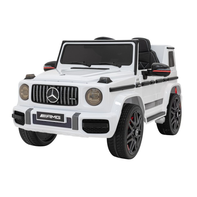 JOKO Elektrické autíčko Mercedes-Benz G63 AMG, penové kolesá, kožené sedadlo, biele