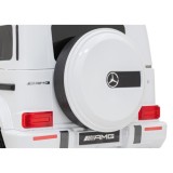 JOKO Elektrické autíčko Mercedes-Benz G63 AMG, penové kolesá, kožené sedadlo, biele
