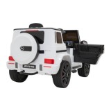 JOKO Elektrické autíčko Mercedes-Benz G63 AMG, penové kolesá, kožené sedadlo, biele