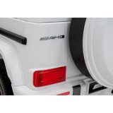 JOKO Elektrické autíčko Mercedes-Benz G63 AMG, penové kolesá, kožené sedadlo, biele