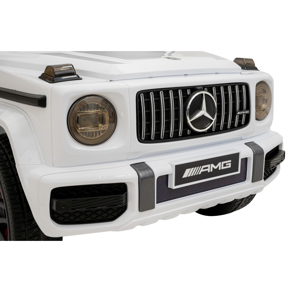 JOKO Elektrické autíčko Mercedes-Benz G63 AMG, penové kolesá, kožené sedadlo, biele