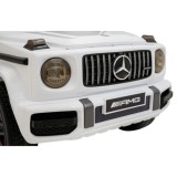 JOKO Elektrické autíčko Mercedes-Benz G63 AMG, penové kolesá, kožené sedadlo, biele
