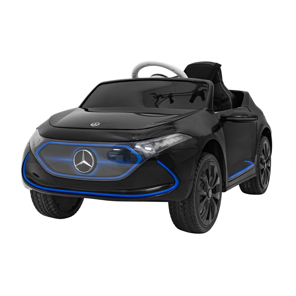JOKO Elektrické autíčko Mercedes Benz AMG EQA, penové kolesá, kožené sedadlo, čierne