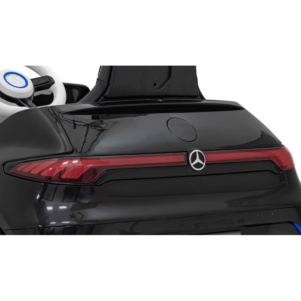 JOKO Elektrické autíčko Mercedes Benz AMG EQA, penové kolesá, kožené sedadlo, čierne