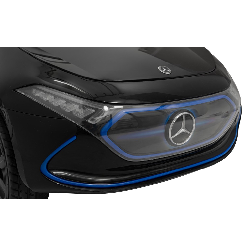 JOKO Elektrické autíčko Mercedes Benz AMG EQA, penové kolesá, kožené sedadlo, čierne