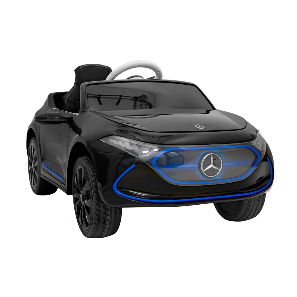 JOKO Elektrické autíčko Mercedes Benz AMG EQA, penové kolesá, kožené sedadlo, čierne