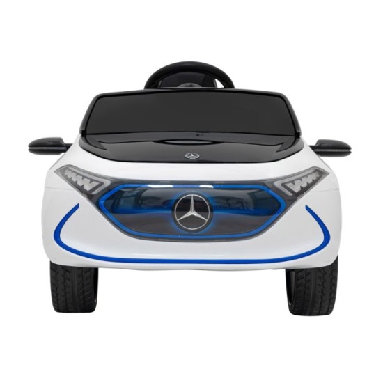 JOKO Elektrické autíčko Mercedes Benz AMG EQA, penové kolesá, kožené sedadlo, biele