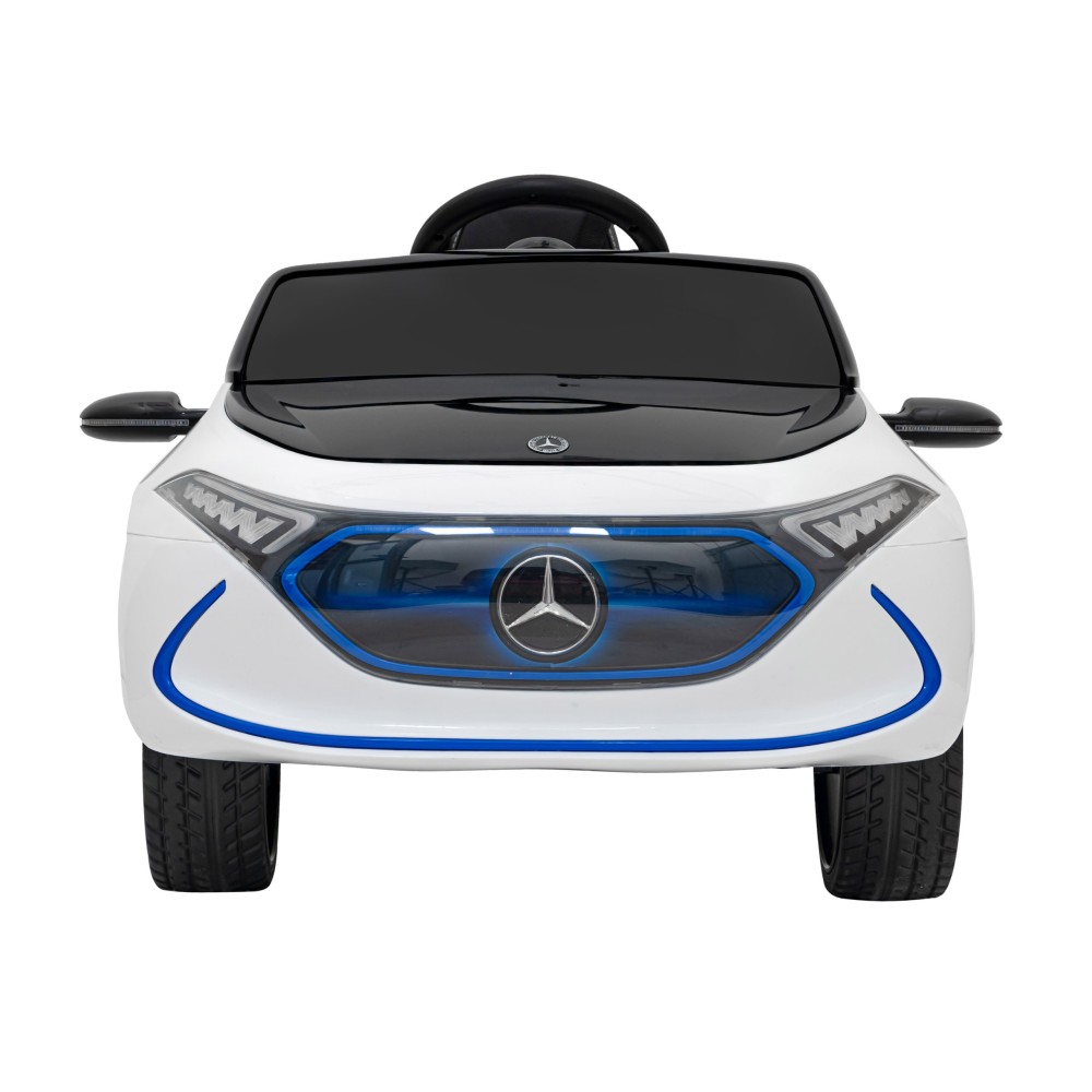 JOKO Elektrické autíčko Mercedes Benz AMG EQA, penové kolesá, kožené sedadlo, biele