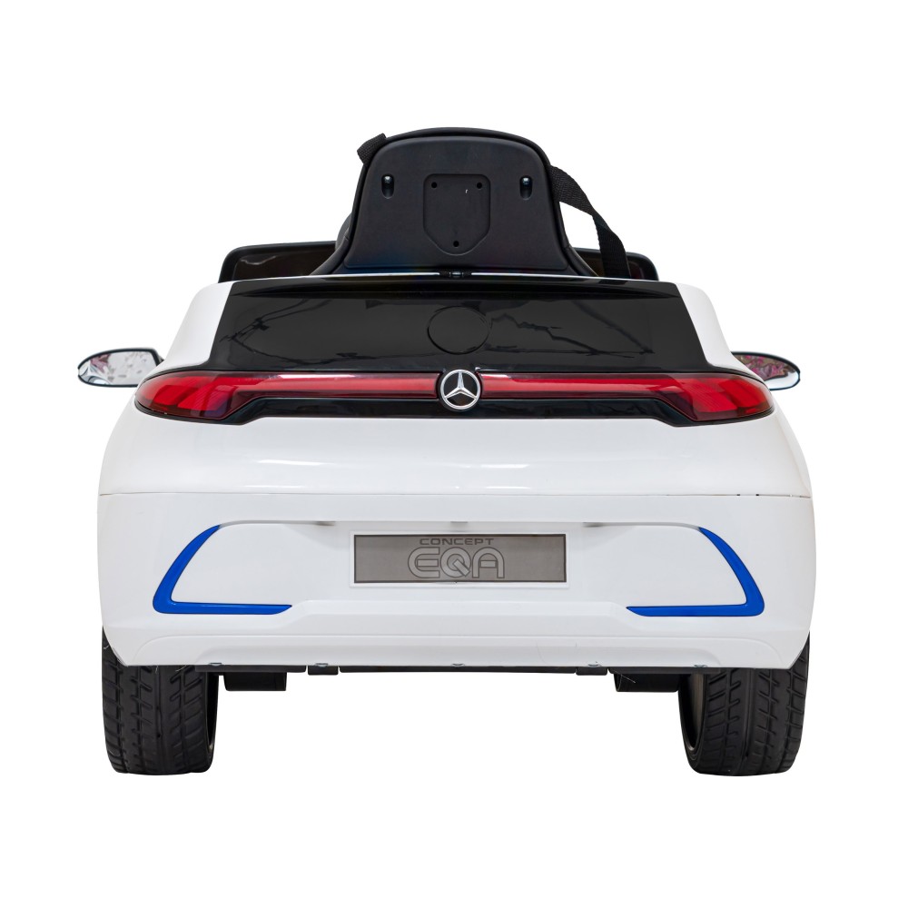 JOKO Elektrické autíčko Mercedes Benz AMG EQA, penové kolesá, kožené sedadlo, biele