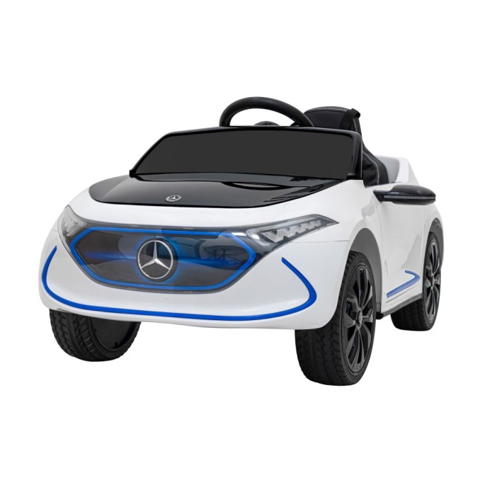 JOKO Elektrické autíčko Mercedes Benz AMG EQA, penové kolesá, kožené sedadlo, biele