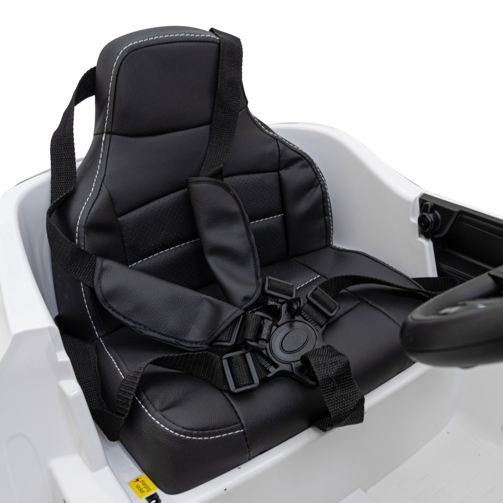 JOKO Elektrické autíčko Mercedes Benz AMG EQA, penové kolesá, kožené sedadlo, biele