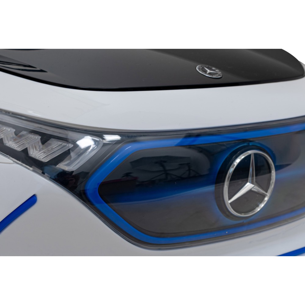 JOKO Elektrické autíčko Mercedes Benz AMG EQA, penové kolesá, kožené sedadlo, biele