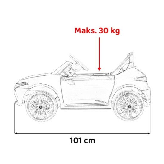 JOKO Elektrické autíčko Mercedes Benz AMG EQA, penové kolesá, kožené sedadlo, biele