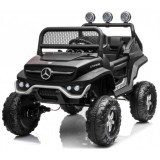 JOKO Elektrické autíčko Mercedes Benz Unimog 4x4, penové kolesá, kožené sedadlo, čierne