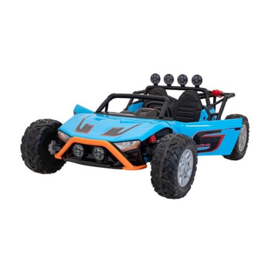 JOKO Veľké Elektrické Autíčko Buggy Racing 5, Dvojmiestne Kožené sedadlo, penové kolesá, 2x200W, nosnosť 50kg, modré