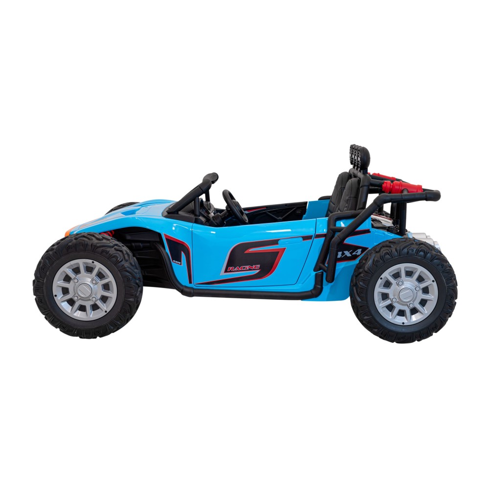 JOKO Veľké Elektrické Autíčko Buggy Racing 5, Dvojmiestne Kožené sedadlo, penové kolesá, 2x200W, nosnosť 50kg, modré