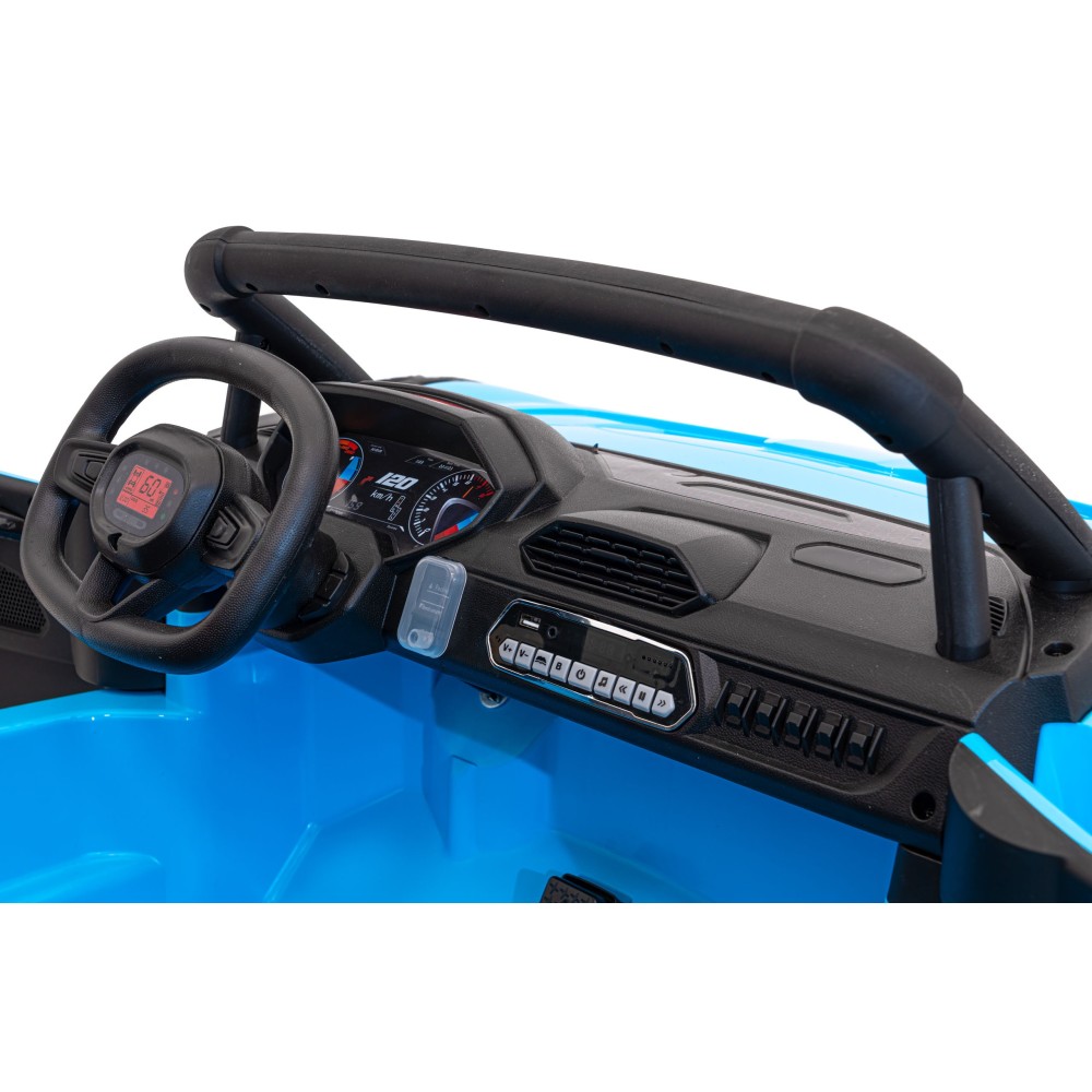 JOKO Veľké Elektrické Autíčko Buggy Racing 5, Dvojmiestne Kožené sedadlo, penové kolesá, 2x200W, nosnosť 50kg, modré