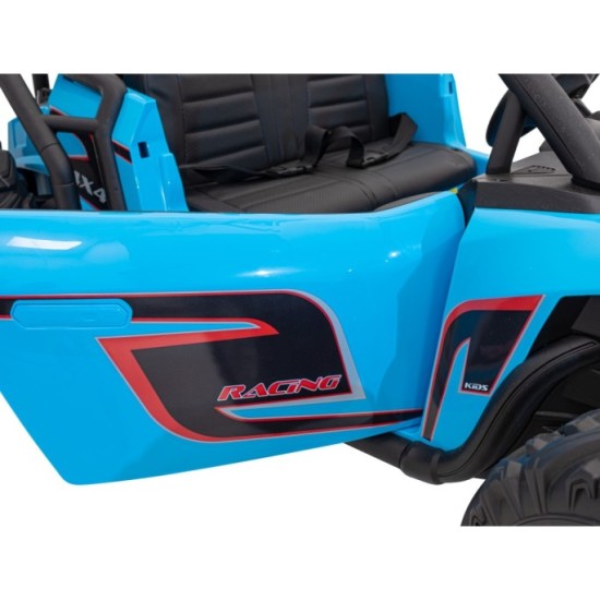 JOKO Veľké Elektrické Autíčko Buggy Racing 5, Dvojmiestne Kožené sedadlo, penové kolesá, 2x200W, nosnosť 50kg, modré