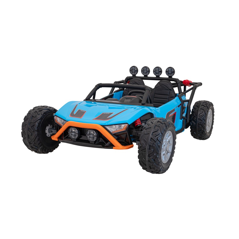 JOKO Veľké Elektrické Autíčko Buggy Racing 5, Dvojmiestne Kožené sedadlo, penové kolesá, 2x200W, nosnosť 50kg, modré